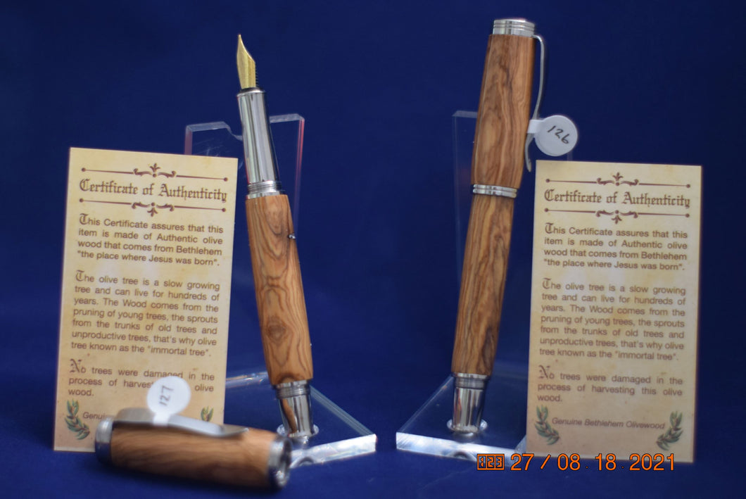 Hancock Matched Set Certified Bethlehem Olive Wood